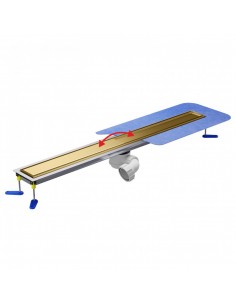 Microcement floor Shower drain kit: Linear drain with waste trap and cover Reversible Brass