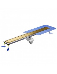 Microcement floor Shower drain kit: Linear drain with waste trap and cover Ponente Brass