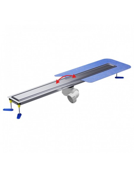 Microcement floor Shower drain kit: Linear drain with waste trap and cover Reversible Silver