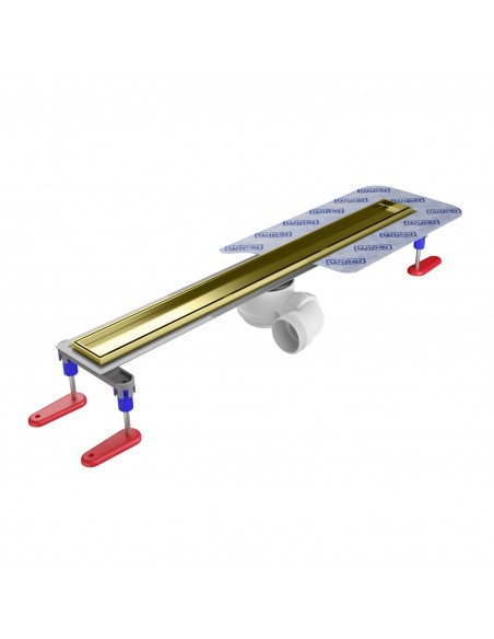 Tiled floor Shower drain kit: Linear drain and cover Pure Gold, waste included