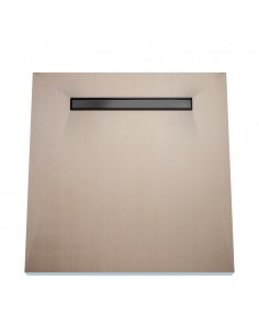 Wet Room Kit: Shower Tray with 4-way slope towards the drain, Drain Cover Pure Black, including Waste Trap