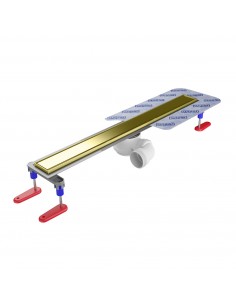 Tiled floor Shower drain kit: Linear drain and cover Ponente Gold, waste included
