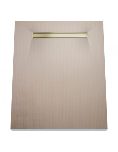 Wet Room Kit: Shower Tray with 4-way slope towards the drain, Drain Cover Pure Brass, including Waste Trap