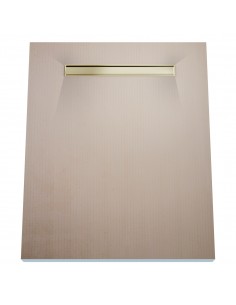 Wet Room Kit: Shower Tray with 4-way slope towards the drain, Drain Cover Pure Brass, including Waste Trap