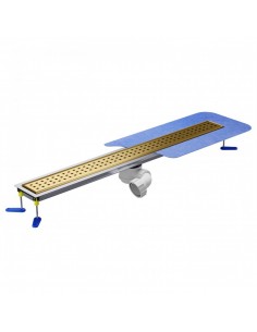 Microcement floor Shower drain kit: Linear drain with waste trap and cover Sirocco Brass