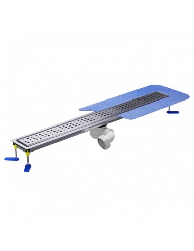 Microcement floor Shower drain kit: Linear drain with waste trap and cover Sirocco Silver