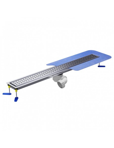 Microcement floor Shower drain kit: Linear drain with waste trap and cover Sirocco Silver
