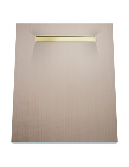Wet Room Kit: Shower Tray with 4-way slope towards the drain, Drain Cover Pure Gold, including Waste Trap