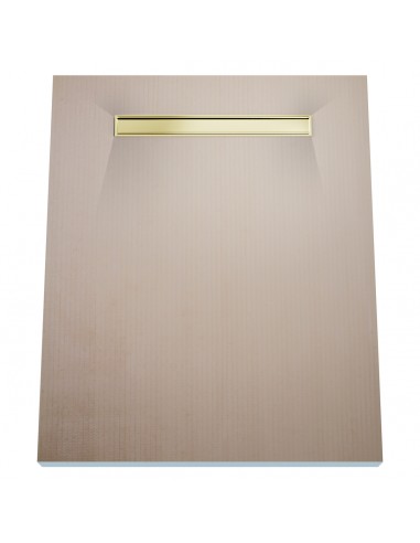 Wet Room Kit: Shower Tray with 4-way slope towards the drain, Drain Cover Pure Gold, including Waste Trap
