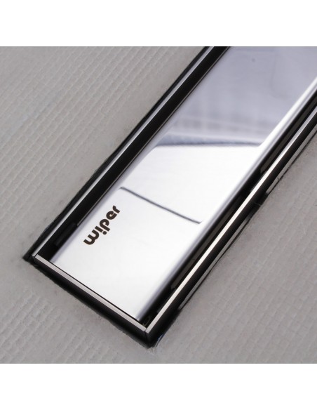 Shower tray with integrated Silver linear drain and matching elegant cover Ponente
