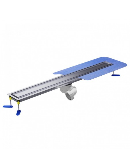 Microcement floor Shower drain kit: Linear drain with waste trap and cover Pure Silver