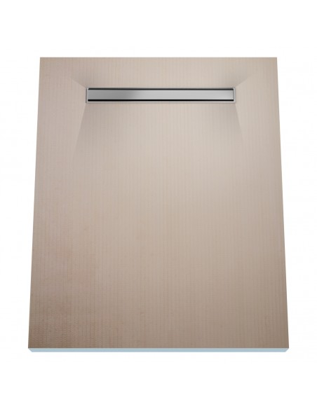 Wet Room Kit: Shower Tray with 4-way slope towards the drain, Drain Cover Ponente Silver, including Waste Trap