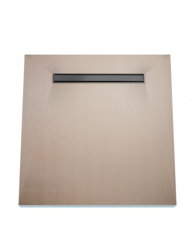 Wet Room Kit: Shower Tray with 4-way slope towards the drain, Drain Cover Ponente Black, including Waste Trap