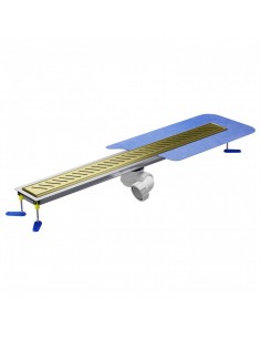Microcement floor Shower drain kit: Linear drain with waste trap and cover Zonda Gold
