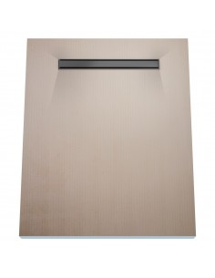 Wet Room Kit: Shower Tray with 4-way slope towards the drain, Drain Cover Ponente Black, including Waste Trap