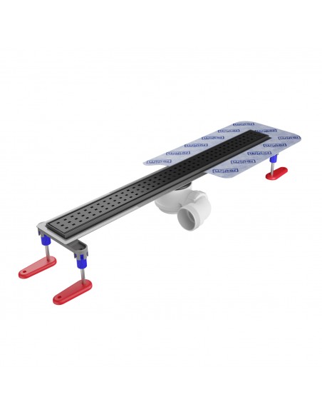 Tiled floor Shower drain kit: Linear drain and cover Sirocco Black, waste included