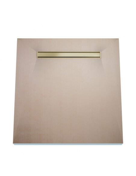 Wet Room Kit: Shower Tray with 4-way slope towards the drain, Drain Cover Ponente Brass, including Waste Trap