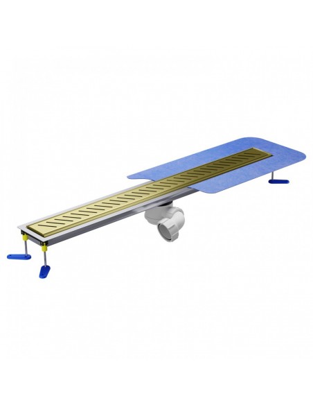 Microcement floor Shower drain kit: Linear drain with waste trap and cover Zonda Gold