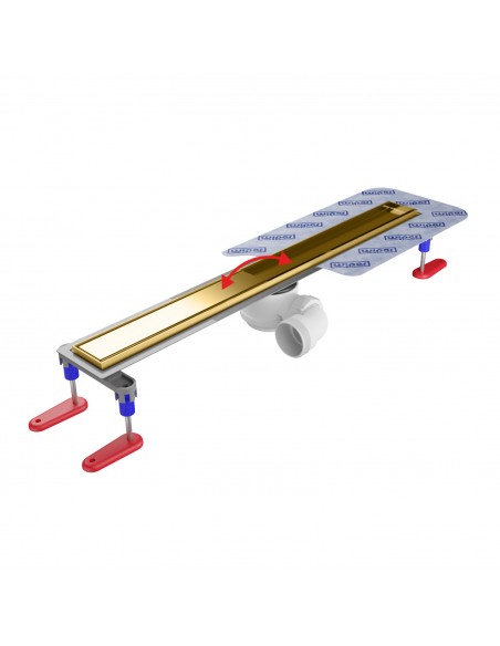 Tiled floor Shower drain kit: Linear drain and cover Reversible Brass, waste included