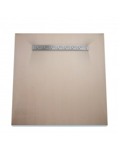 Wet Room Kit: Shower Tray with 4-way slope towards the drain, Drain Cover Mistral Silver, including Waste Trap