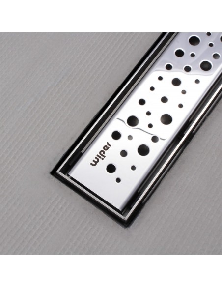 Shower tray with integrated Silver linear drain and matching elegant cover Mistral