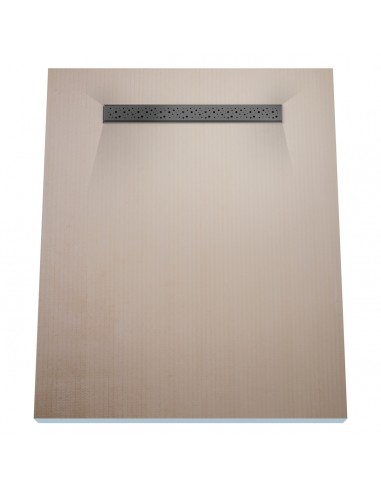 Wet Room Kit: Shower Tray with 4-way slope towards the drain, Drain Cover Mistral Black, including Waste Trap
