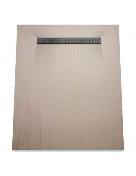 Wet Room Kit: Shower Tray with 4-way slope towards the drain, Drain Cover Mistral Black, including Waste Trap