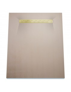 Wet Room Kit: Shower Tray with 4-way slope towards the drain, Drain Cover Mistral Gold, including Waste Trap