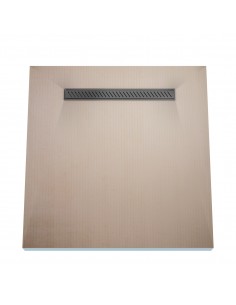 Wet Room Kit: Shower Tray with 4-way slope towards the drain, Drain Cover Zonda Black, including Waste Trap