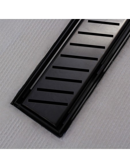 Shower tray with integrated Black linear drain and matching elegant cover Zonda