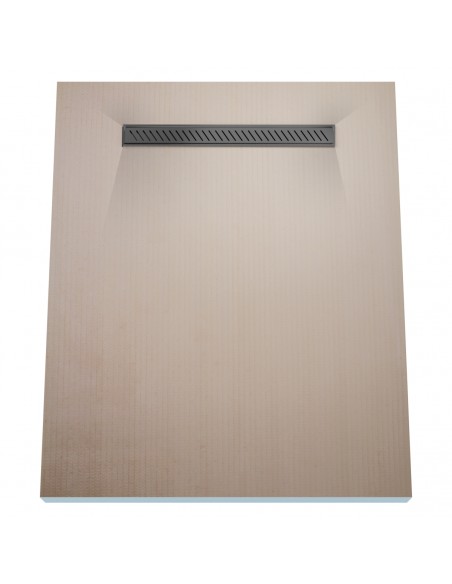 Wet Room Kit: Shower Tray with 4-way slope towards the drain, Drain Cover Zonda Black, including Waste Trap