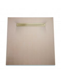 Wet Room Kit: Shower Tray with 4-way slope towards the drain, Drain Cover Zonda Brass, including Waste Trap