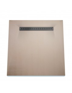 Wet Room Kit: Shower Tray with 4-way slope towards the drain, Drain Cover Tivano Silver, including Waste Trap