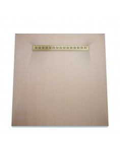 Wet Room Kit: Shower Tray with 4-way slope towards the drain, Drain Cover Tivano Brass, including Waste Trap