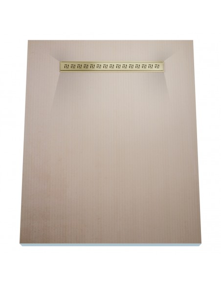 Wet Room Kit: Shower Tray with 4-way slope towards the drain, Drain Cover Tivano Brass, including Waste Trap