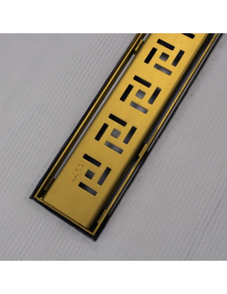 Shower tray with integrated Brass linear drain and matching elegant cover Tivano