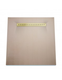Wet Room Kit: Shower Tray with 4-way slope towards the drain, Drain Cover Tivano Gold, including Waste Trap