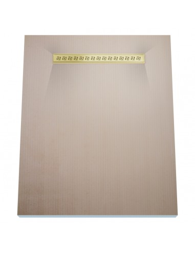 Wet Room Kit: Shower Tray with 4-way slope towards the drain, Drain Cover Tivano Gold, including Waste Trap