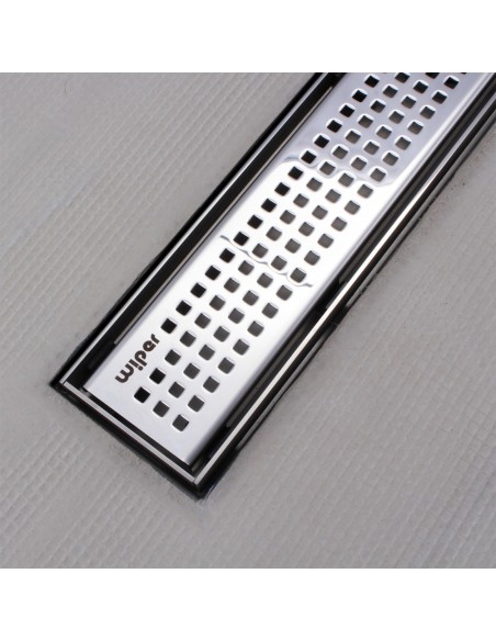 Shower tray with integrated Silver linear drain and matching elegant cover Sirocco
