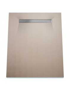 Wet Room Kit: Shower Tray with 4-way slope towards the drain, Drain Cover Sirocco Silver, including Waste Trap