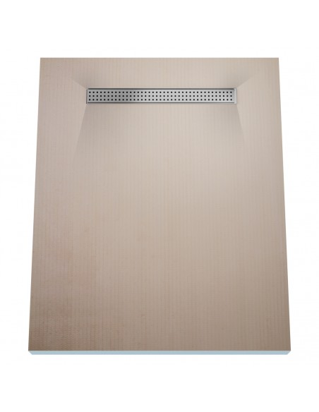 Wet Room Kit: Shower Tray with 4-way slope towards the drain, Drain Cover Sirocco Silver, including Waste Trap