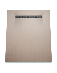 Wet Room Kit: Shower Tray with 4-way slope towards the drain, Drain Cover Sirocco Black, including Waste Trap