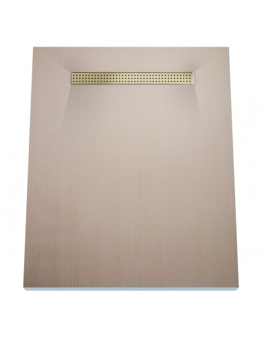 Wet Room Kit: Shower Tray with 4-way slope towards the drain, Drain Cover Sirocco Brass, including Waste Trap