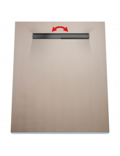 Wet Room Kit: Shower Tray with 4-way slope towards the drain, Drain Cover Reversible Black, including Waste Trap