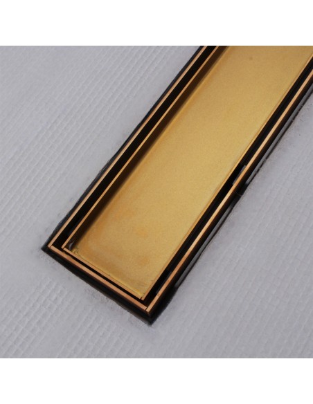 Shower tray with integrated Brass linear drain and matching elegant cover Reversible