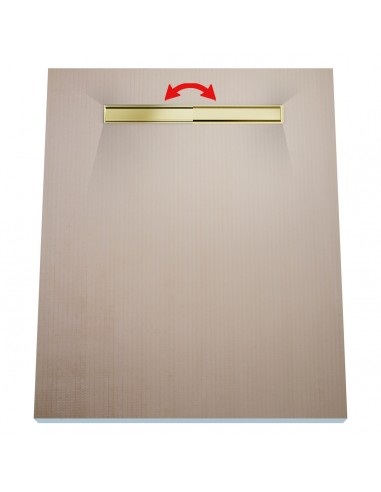 Wet Room Kit: Shower Tray with 4-way slope towards the drain, Drain Cover Reversible Gold, including Waste Trap