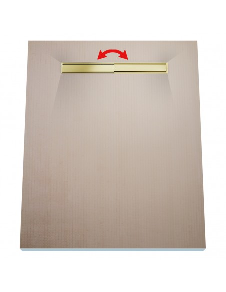 Wet Room Kit: Shower Tray with 4-way slope towards the drain, Drain Cover Reversible Gold, including Waste Trap