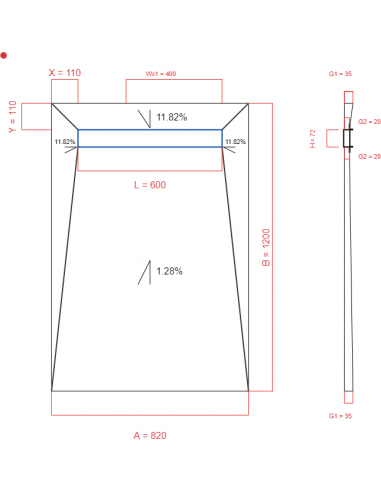 Showerbase Wiper 4 way 820 x 1200 mm...