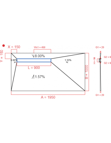 Showerlay Wiper 4 way 1950 x 1000 mm...