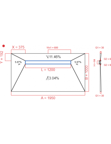 Showerlay Wiper 4 way 1950 x 1000 mm...